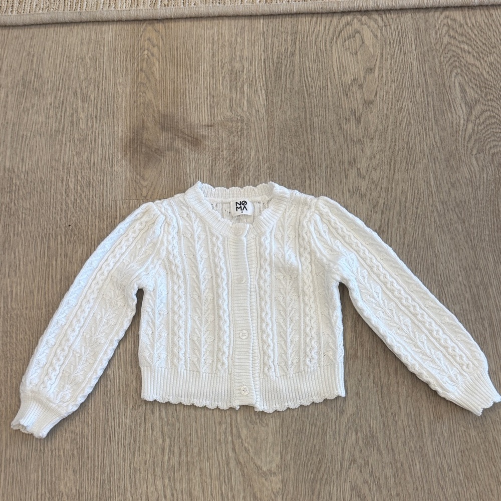 White Noma Cable Knit Kids Cardigan
